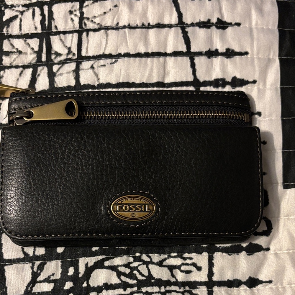 Fossil Black Leather Card Holder